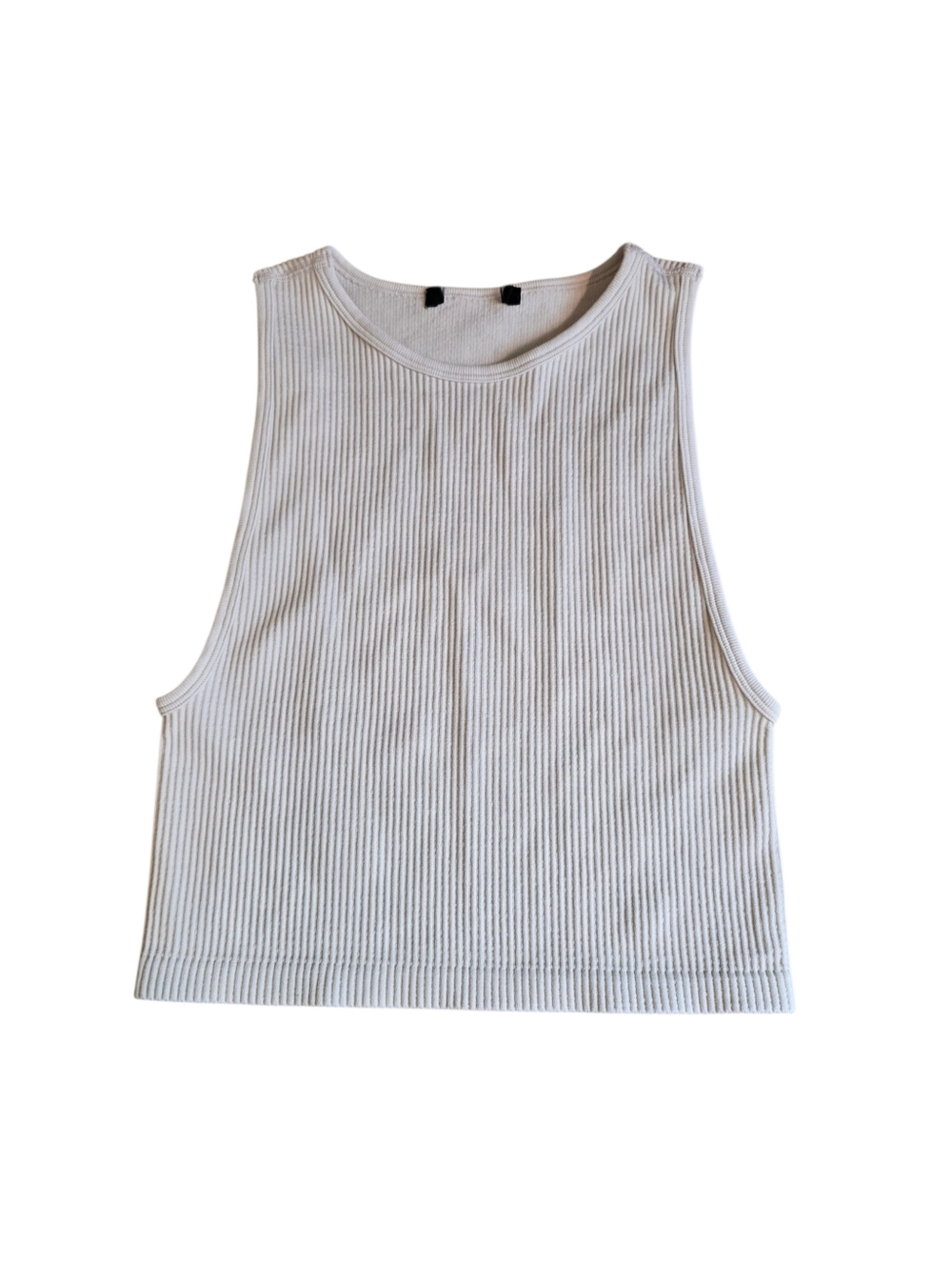 Forever 21 Ribbed Stretch Crop Top – Fitted Knit, Neutral Cream Size S
